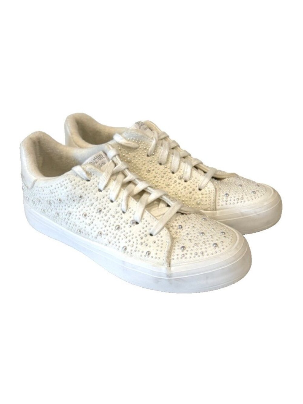Juicy Couture Alanis Platform Sneakers Womens Gold Irridescent Stud Lace Up Sz 8